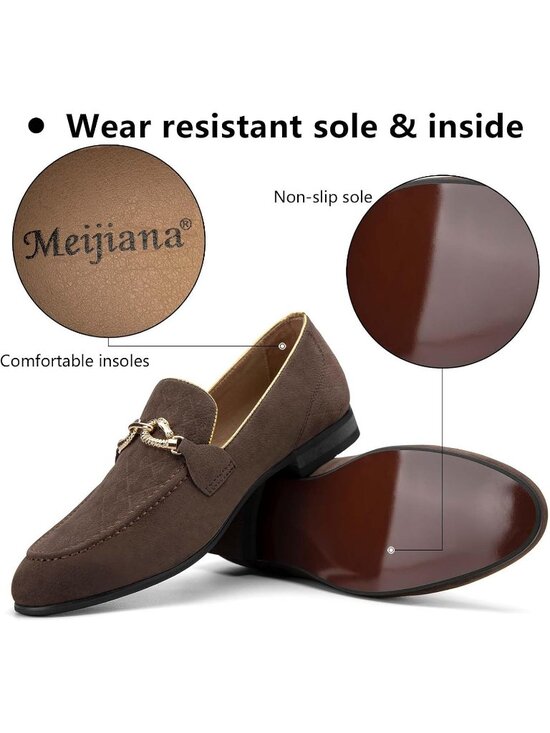 Meijiana Men\'s Brown09 Microfiber Loafers Buckle PU Leather Weeding Dress Shoes main image 6